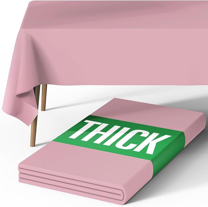 Pureegg Rectangle Table Cloth 60" x 84" – Durable Polyester Tablecloth Offers Reusable & Washable Protection, Ideal for Outdoor Party, Picnic, Wedding, Banquet and Birthday, Pink