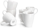 Sweese Porcelain Coffee Mugs - 16 Ounce - Set of 6, Cups for Latte, Hot Tea, Cappuccino, Mocha, Cocoa, White