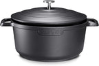 Nonstick Dutch Oven Pot with Lid-5 QT Cast Aluminum Oven Pot with Two Handles Lightweight for Bread Baking Braising and Roasting(Black)
