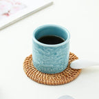 Ceramic Espresso Cups Set of 2 or 4-3oz Demitasse Cups for Coffee & Tea, No Handles, Durable & Dishwasher Safe (blue, 2)