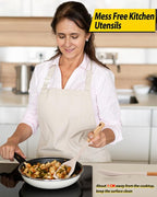 Pack of 2 Large Silicone Cooking Spoons, Heat Resistant Non Stick Kitchen Utensils with Wooden Handle, Ideal for Mixing, Stirring, Serving, Cooking(KHAKI)