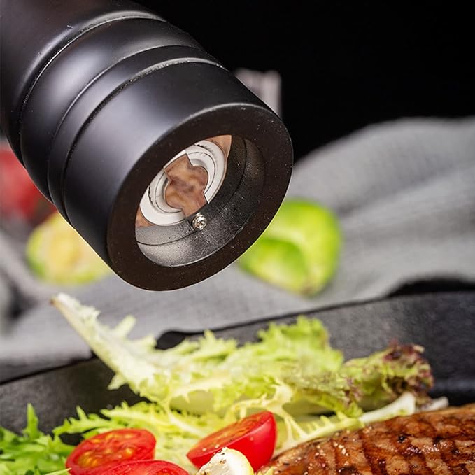 Wooden Pepper Mill Set Salt Black Pepper Grinder Kit Manual Mills Solid with Strong Adjustable Ceramic Grinders 2 Piece 8 Inches