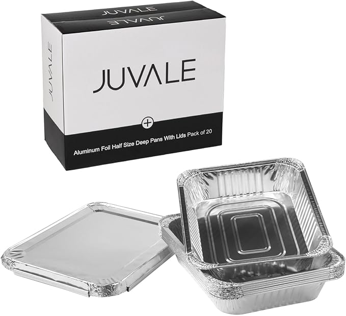 Juvale Aluminum Pans with Lids - 9x13 in, Silver, 20-Pack - Disposable Aluminum Pans, Foil Trays & Catering Trays for Baking & Roasting
