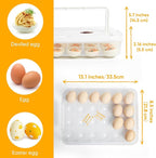 Newness Deviled Egg Containers with Lid, (Set of 2), Plastic Deviled Egg Carrier with Handle for 48 Eggs, Clear Storage Devil Egg Platter, Fridge Portable Egg Tray, Perfect for Picnic and Party