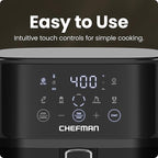 Chefman Air Fryer – 6 QT Compact Airfryer for Quick & Easy Meals, Features Hi-Fry Technology for Extra Crisp, Easy-View Window, Touch Controls with 4 Presets, Nonstick & Dishwasher Safe Basket - Black
