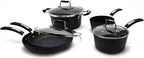 Starfrit The Rock 8PC Non-Stick Cookware set - Durable Forged Aluminum - Oven Safe - PFOA Free - Easy to Clean - Black