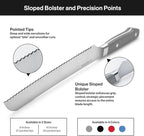 Misen Serrated Bread Knife – High-Carbon Japanese AUS8 Steel – Effortless Slicing of Bread, Pastries, and Fruits – Razor-Sharp Edge and Durable Blade with Ergonomic Handle - 8", Black
