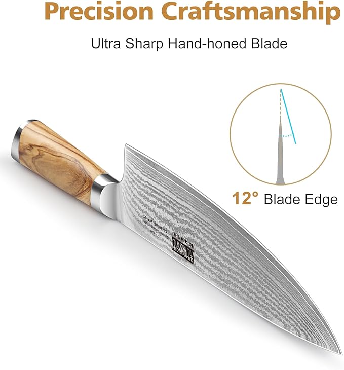 Knife Set with Block 7-Piece, Professional 67-layer Damascus Super Steel Kitchen Knife Sets for Cooking, Ultra Sharp Knife Set with Sharpener