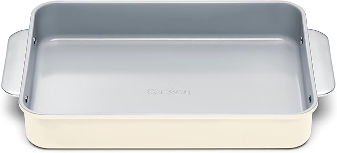 Caraway Non-Stick Ceramic 9”x13” Rectangle Pan - Naturally Slick Ceramic Coating - Non-Toxic, PTFE & PFOA Free - Perfect for Brownies, Lasagnas, and More - Cream