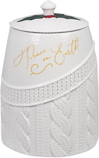 Young's Inc Wintergreen Christmas Ceramic Treat Jar, Cute Cookie Jar with Lid, Multipurpose Ceramic Cannisters for Pet Treats, Candy, Snacks Storage