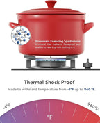 LE TAUCI 3 Quart Ceramic Dutch Oven - Lightweight, Non-Toxic, No Seasoning Needed- Oven, Microwave & Dishwasher Safe, Dutch Oven Pot with Lid for Sourdough, Soup & Stew, Chili Red