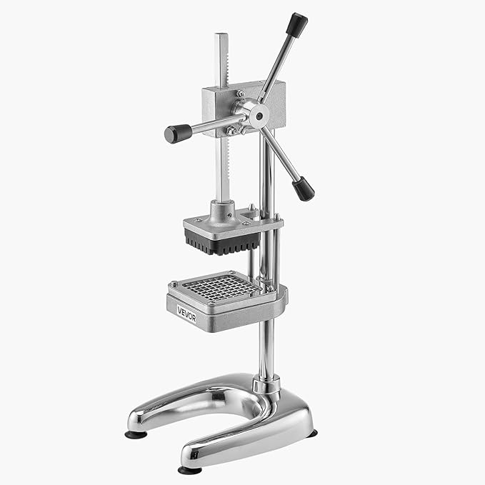 VEVOR Commercial French Fry Cutter, Stainless Steel Vegetable Fruit Chopper with 3 Replacement Blades 1/2-Inch 3/8-Inch 1/4-Inch, Manual Potato Slicer Dicer for Restaurants & Home Kitchen