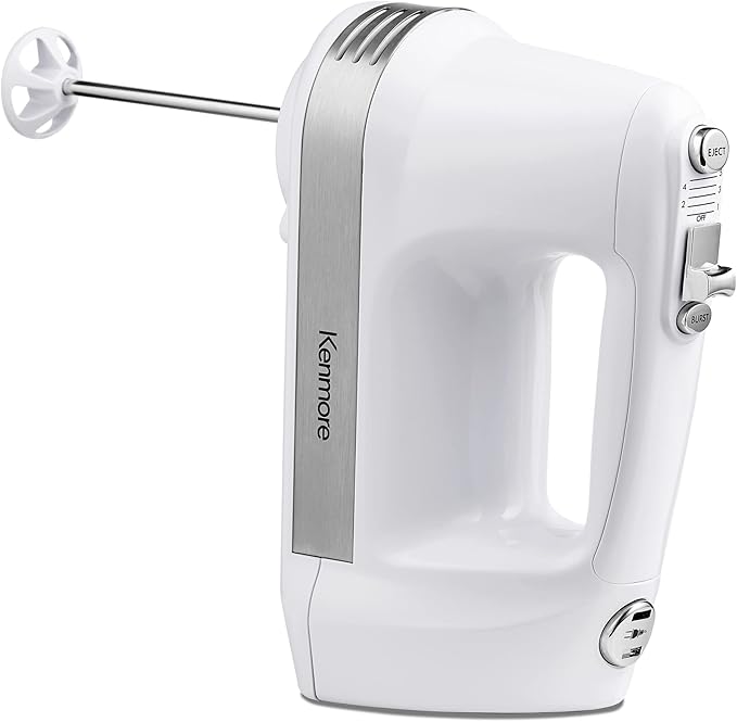 Kenmore Electric Hand Mixer - Kitchen 5 Speed Handheld Blender With Whisk, Beater, Dough Hook, Attachments Storage Case Batidora De Mano, Turbo Boost, Appliance For Cake Mix, Eggs, Whipping Cream