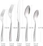 Silverware Set Flatware Set Hammered Pattern Stainless Steel Cutlery Set Silver Mirror Polished 40 Pieces Service for 8