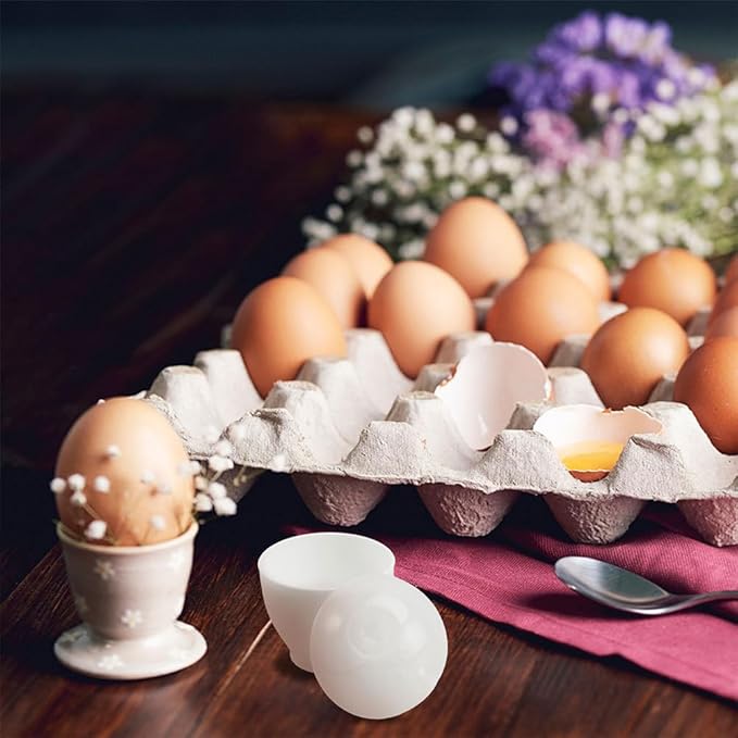 4Pcs Microwave Egg Cookers Poacher Cups with Lid, Pp Material, 3.74X2.55 Inch, White, for Quick and Healthy Breakfast, Mini Egg Cooking Tool