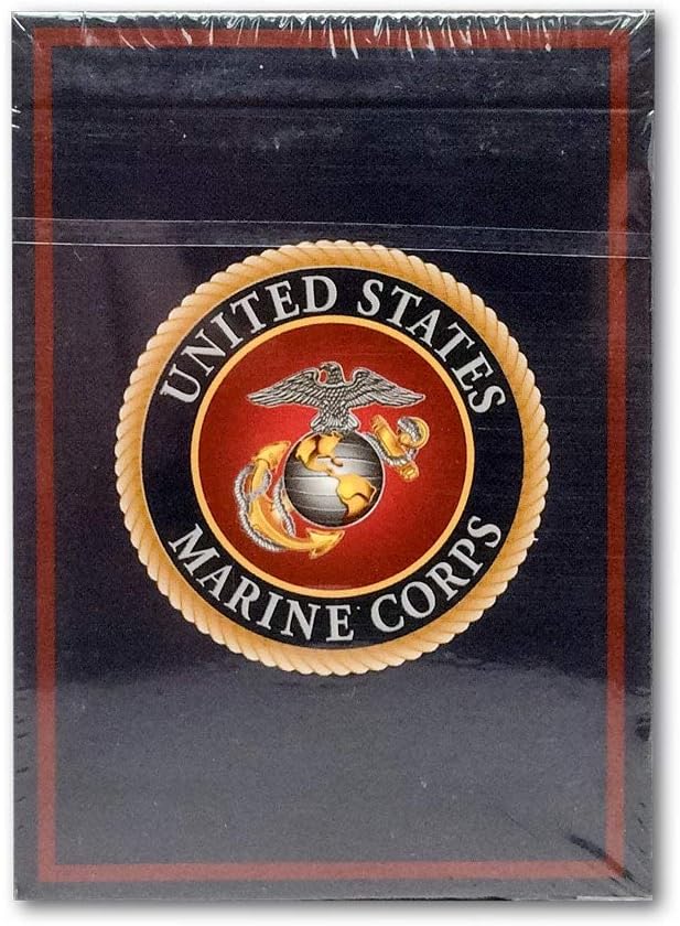 Marine Corps Flask & Card Set - Leather-Wrapped USMC Flask with Rank Playing Cards – Marine Corps Gifts | Disabled USMC Vet Owned SMALL Business