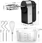Hand Mixer Electric, 450W Kitchen Mixers with Scale Cup Storage Case, Turbo Boost/Self-Control Speed + 5 Speed + Eject Button + 5 Stainless Steel Accessories, For Easy Whipping Dough,Cream,Cake