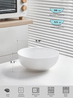 Kanwone Large Serving Bowls - 55 Ounce, Porcelain Salad Bowls, Pasta, Ceramic Soup Bowls, Set of 2, Serving Dishes for Entertaining, Housewarming Gift, Microwave and Dishwasher Safe, White