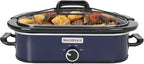 Magnifique 4-Quart Slow Cooker with Casserole Manual Warm Setting - Perfect Kitchen Small Appliance for Family Dinners, Dishwasher Safe Crock, Blue