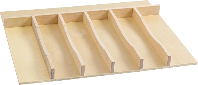 WelFurGeer Solid Birch Wood Silverware Drawer Organizer, Wooden Cutlery Drawer Organizer, Utensil Tray for Kitchen Drawers, Kitchen Utensil Organizer for Silverware, Flatware, Spoons, Forks, Knives