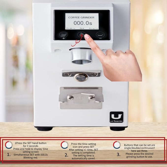 Urbanic 090 Electric Coffee Grinder (110~220v) / straight Titanium burr 60mm/ (White) / (Made in Korea), 125*125*39(mm)