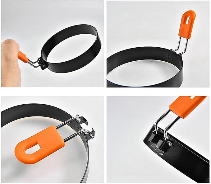 Pancake Mold 2 Pack 8 Inch Pancake Ring Stainless Steel Omelet Ring with Silicone Insulated Handle Round Egg Rings Molds with Oil Brush Nonstick Pancake Rings for Griddle Eggs English Muffin Tortillas