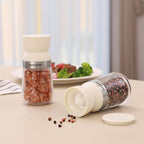 Vucchini Salt and Pepper Grinder Set with Adjustable Coarseness Ceramic Pepper Mill Manual Effortless Salt Grinder Spice Grinder for Home, Kitchen, Beige