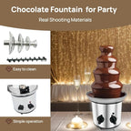Chocolate Fountain Machine, 4 Tier Stainless Steel - 60-Ounce Electric Fondue Fountain with Temperature Control, Hot Chocolate Cheese Melting Heat Machine for Catering, Cafe, Hotel, Party, Wedding