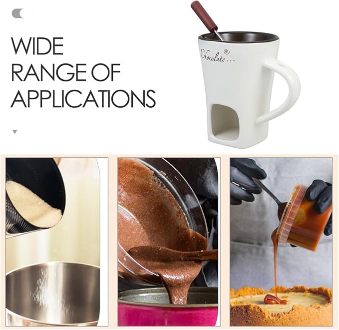 Garneck 2 Sets Chocolate Fondue Mugs Ceramic Multifunction Pot Hot Chocolate Mug Porcelain Melt Chocolate Fondue Crucible Mini Fondue Pot for Cheese Caramel Butter