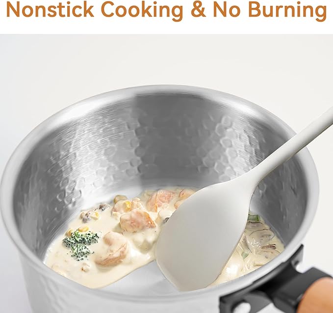 3-Ply Stainless Steel Pot, 2 Quart Sauce Pan, Multipurpose Small Cooking Pot with Glass Lid, Fast Heating Yukihira Pot, All Cooktop Compatible for Milk, Soups, Pasta and Everyday Cooking