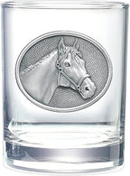 Heritage Pewter Racehorse Double Old Fashion | Double Rocks Glass 14 OZ for Liquor | Expertly Crafted Pewter Glass