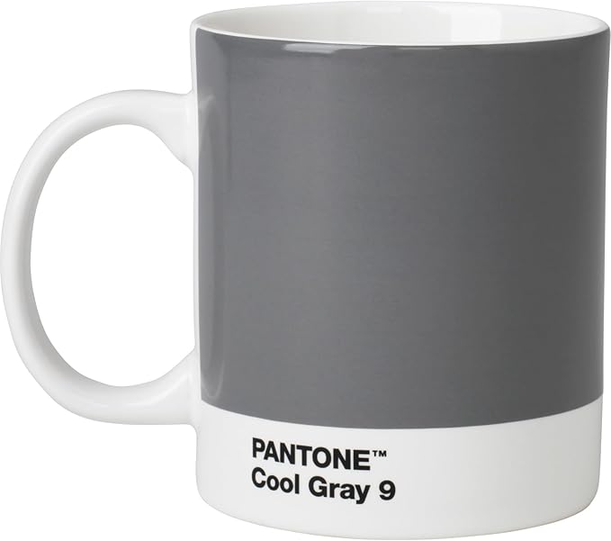 Pantone by Copenhagen Design - Large ceramic coffee mug with handle - Colorful Porcelain coffee mug/cup, 12 oz Cool Gray
