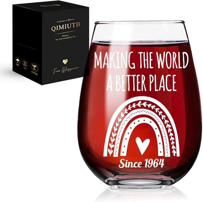 Making The World A Better Place Since 1964 Wine Glasses, Fabulous 1964 Gifts for Women,men, 1964 Gifts for Women and Men, Funny Gag Present for Mom, Sister, Best Fifty Year Old,61th Birthday Gifts-112