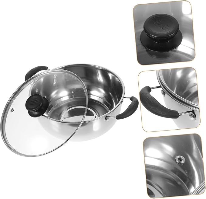 PRETYZOOM 1pc Stainless Steel Steamer Pot Versatile Stockpot for Soup Boiling Rustproof Kitchen Cookware Easy to Clean Capacity for Delicacies for Home Cooking Random Style