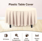 Party Solids 12-Pack Premium Plastic 84-Inch Round Tablecloth, Ivory