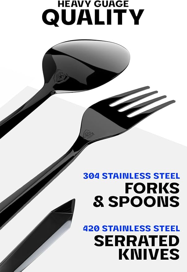 Dalstrong Flatware Cutlery Set - 20 Piece - Black High-Carbon Stainless Steel - Silverware Dinner Knife, Dinner Fork, Dinner Spoon, Dessert Fork, Dessert Spoon - Service for 4 - Table Dinner Set