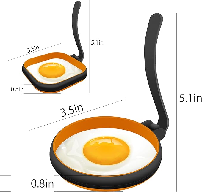 GOYLSER Silicone Egg Rings, 4pcs, 3.5 Inch, Black, Egg Mcmuffins Maker, Pancake Patties & English Muffin, Foldable Round Crumpet Ring Mold, Non Stick Egg Circles