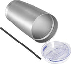 VEGOND 20oz Tumbler with Lid and Straw Stainless Steel Tumbler Cup Bulk Vacuum Insulated Double Wall Travel Coffee Mug Powder Coated Coffee Cup(Stainless 6 Pack