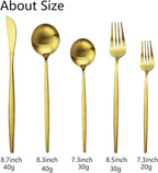 JASHII Flatware Silverware Set - Stainless Steel Satin Finish Cutlery Service for 6, 30-Piece Spoons and Forks Kitchen Utensils, Dishwasher Safe (Matte Gold)