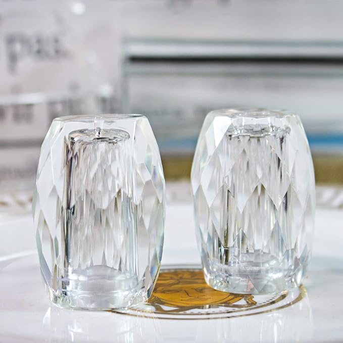 Refillable Crystal Seasoning Bottle Salt and Pepper Shakers Kitchen Decor (Set of 2) Salt Shaker Set