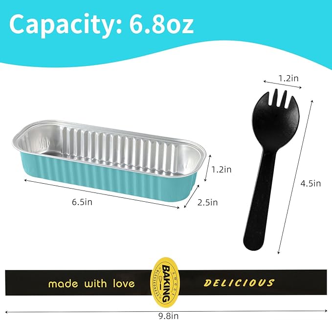 Mini Loaf Pans with Lids and Spoons Sealing Sticker,30 Pcs 6.8oz Cake Pans for Baking Disposable Aluminum Foil Red cake pan (30 Pcs Blue)