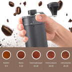 Hand Coffee Grinder Conical Burr for Espresso French Press Pour Over Double Bearing External Adjustment Capacity 25g (Ceramic Burr-Black)