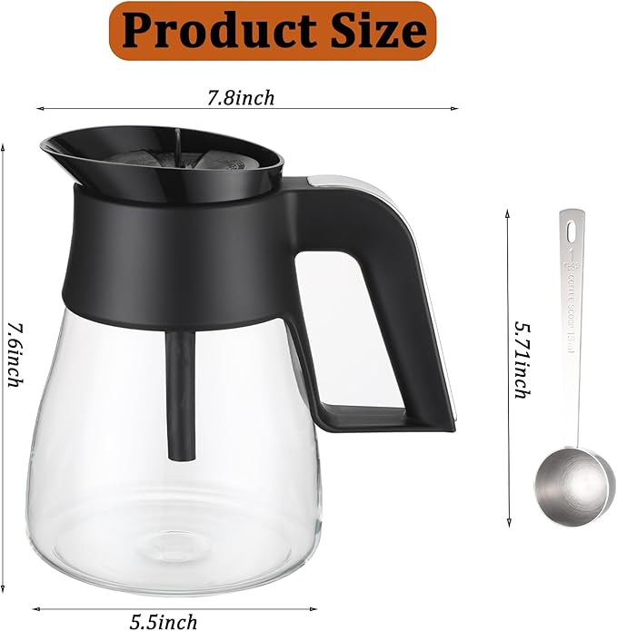 CM401 10-Cup Coffee Pot Replacement for Ninja Specialty Hot & Iced Coffee Maker, 10 Cup Coffee Pot Replacement Compatible with CM371 CM400 CFP101 CFP301 CM300 CP300 CP301, with Coffee Scoop