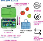 Yumbox Tapas Leakproof Bento Lunch Box: 4.2 Cups Larger 5-Compartment Design in Jurassic Green with Jungle tray - for Adults and Bigger Kids.
