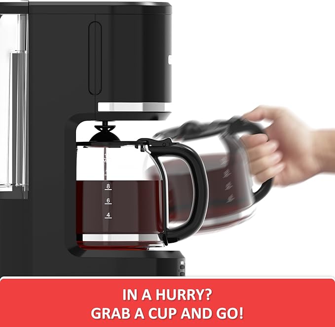 10-Cup Programmable Coffee Maker with Permanent Filter, Removable Water Reservoir Coffee Machine, Drip Coffee Maker, Delay Brew, Timer & Keep Warm, Swing Open Brew Basket, Black