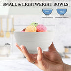 Wheat Straw Bowls Unbreakable Small Bowls Set of 8, Plastic Mini Bowl -10 OZ, Small Serving Bowls for Kitchen, Microwave and Dishwasher Safe for Ice Cream, Snack, Appetizer (White)