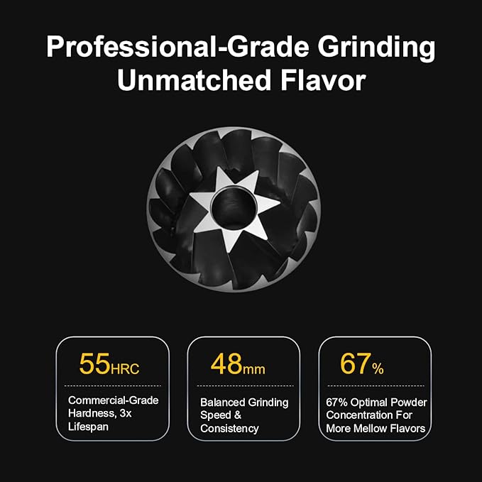 V6 Pro Portable Coffee Grinder - 60 Grind Settings Conical Burr, USB-C Fast Charge 4400mAh for Camping Travel Office, Aircraft Aluminum Body, Cup Holder Size, Quiet ≤65dB & 2-Yr Warranty