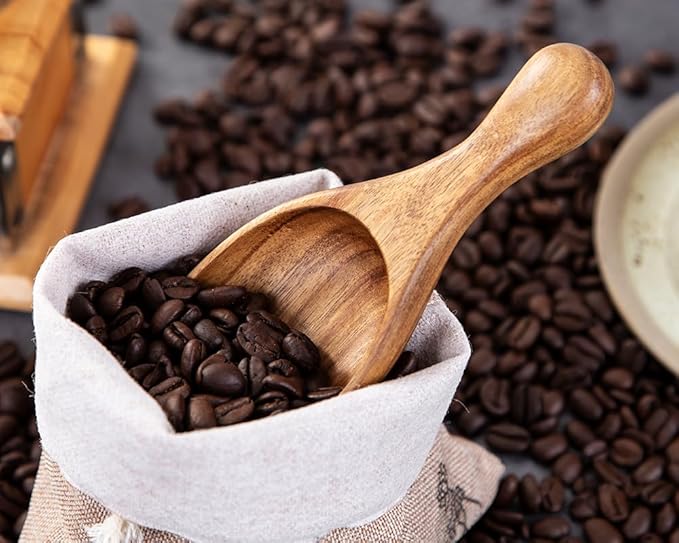 Big Coffee Scoop Shovel, 2pcs Large Ground Coffee Scoop, Wooden Bean Salt Spoons, Wood Serving Spoons for Beans Powder Sugar from Big Jars Canisters, Multifunctional Kitchen Scoop