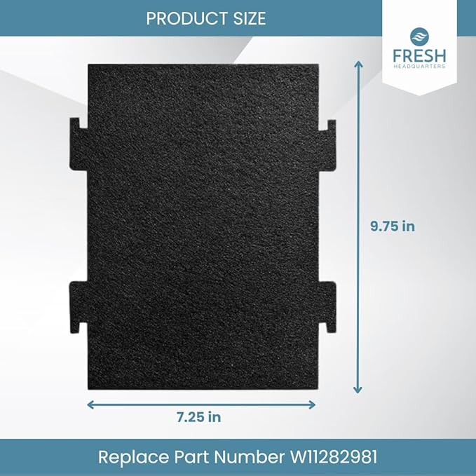 2-Pack Notched Activated Carbon Charcoal Microwave Hood Filters - 9.75" x 7.25" Microwave Hood Filters - Compatible with Whirlpool OTR Models and KitchenAid Models, Made in USA