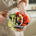 Fruit Washing Bowl with Strainer,Colander for Kitchen,Multi-Functional Vegetable and Food Drainer with Lid And Handle,Portable Fruit Containers for Fridge,BPA Free,2 Set